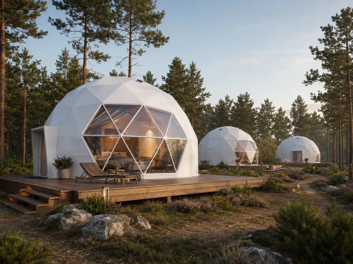 Classic Glamping Domes koncepcijos vizualas