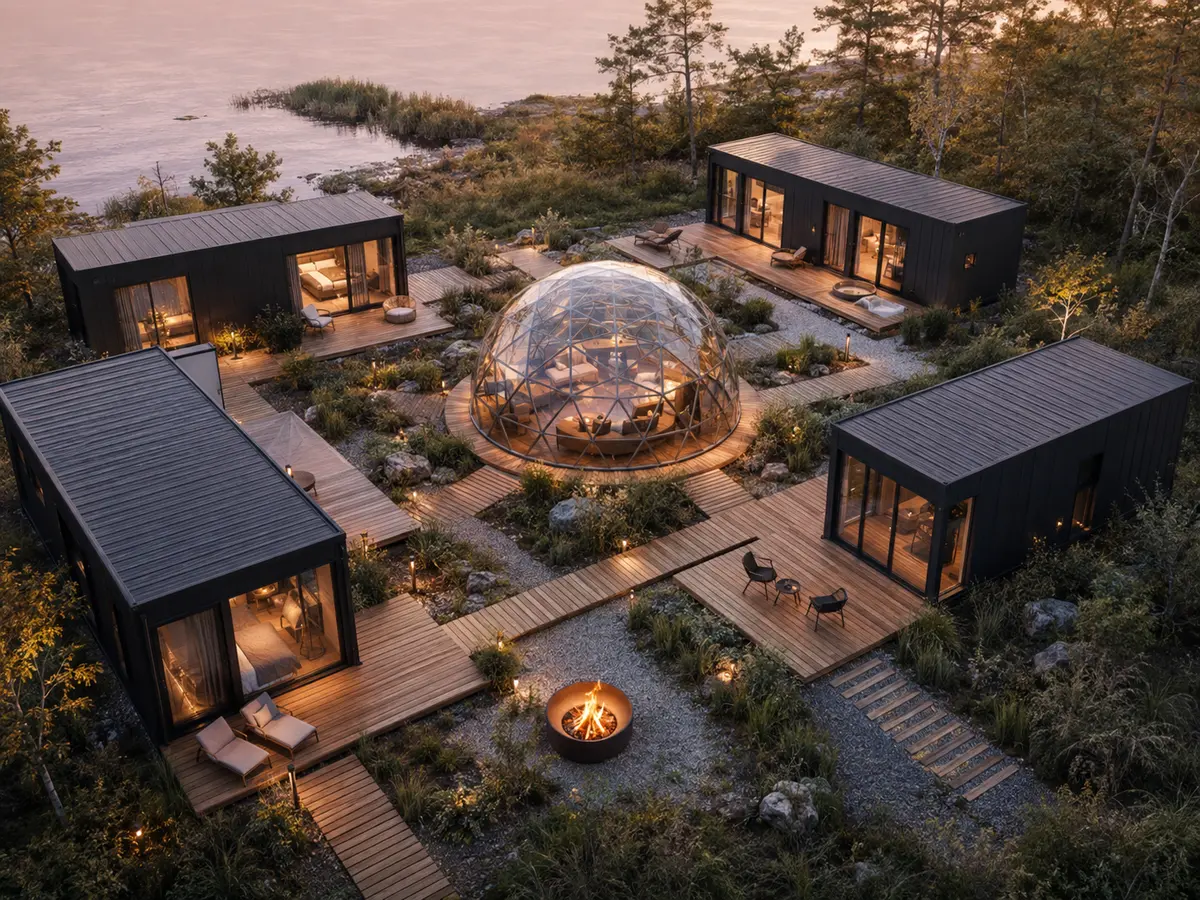 Container resort courtyard vizualas